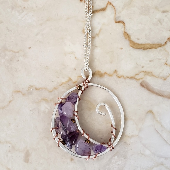 Crescent Moon Pendant Handmade with Genuine Copper - Picture 7 of 8